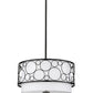 Z-Lite Kendall 17" 3-Light Matte Black Pendant Light With White Fabric Shade