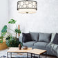 Z-Lite Kendall 17" 3-Light Matte Black Pendant Light With White Fabric Shade