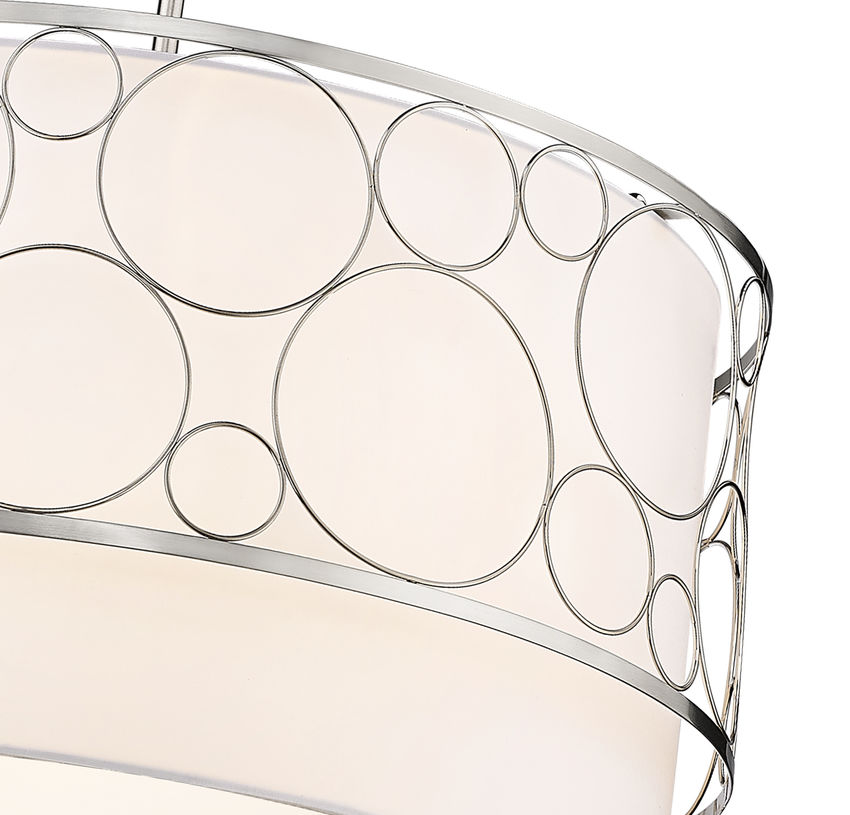 Z-Lite Kendall 24" 4-Light Brushed Nickel Pendant Light With White Fabric Shade