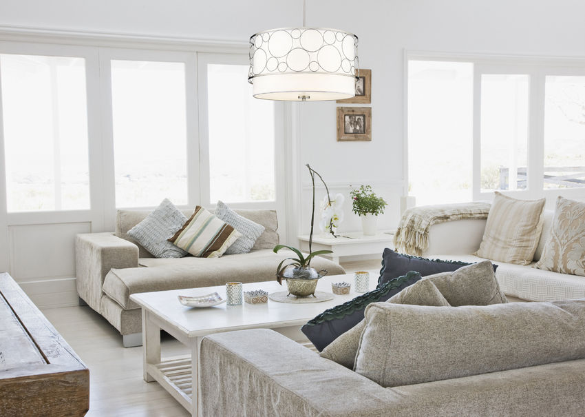 Z-Lite Kendall 24" 4-Light Brushed Nickel Pendant Light With White Fabric Shade