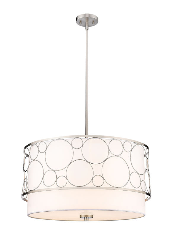Z-Lite Kendall 24" 4-Light Brushed Nickel Pendant Light With White Fabric Shade