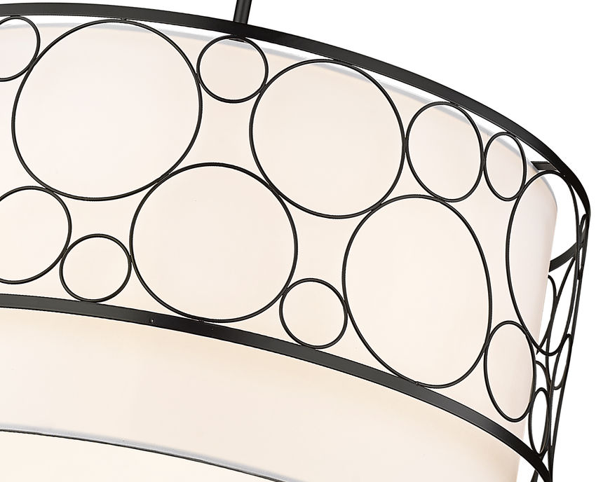 Z-Lite Kendall 24" 4-Light Matte Black Pendant Light With White Fabric Shade