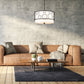 Z-Lite Kendall 24" 4-Light Matte Black Pendant Light With White Fabric Shade