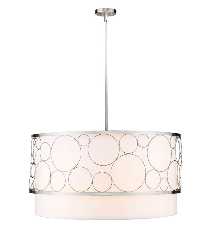 Z-Lite Kendall 32" 5-Light Brushed Nickel Pendant Light With White Fabric Shade