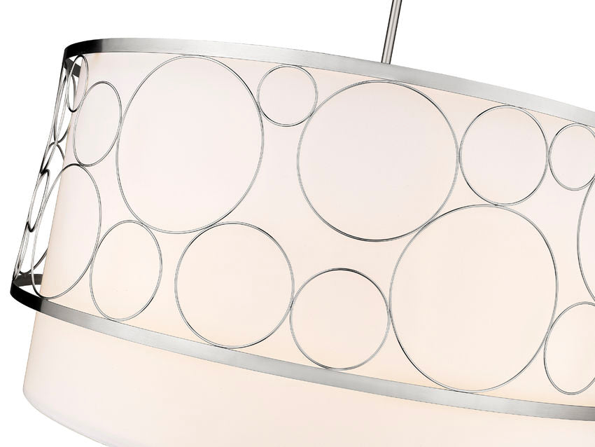 Z-Lite Kendall 32" 5-Light Brushed Nickel Pendant Light With White Fabric Shade