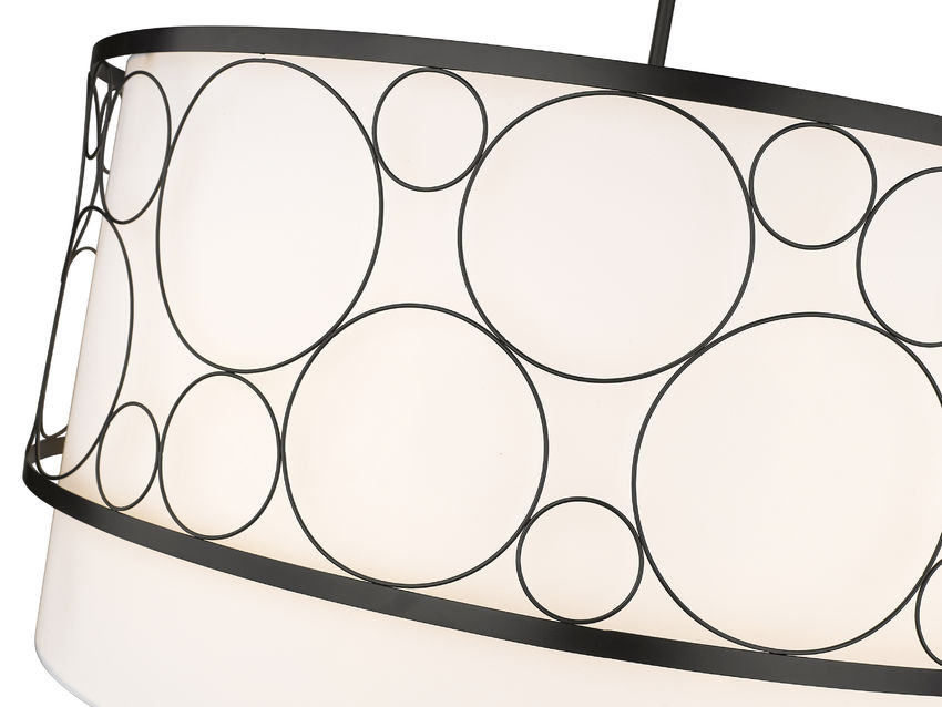 Z-Lite Kendall 32" 5-Light Matte Black Pendant Light With White Fabric Shade