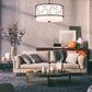 Z-Lite Kendall 32" 5-Light Matte Black Pendant Light With White Fabric Shade