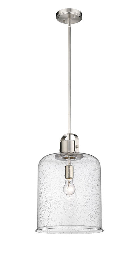 Z-Lite Kinsley 12" 1-Light Brushed Nickel Pendant Light With Clear Seeded Glass Shade