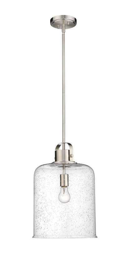 Z-Lite Kinsley 12" 1-Light Brushed Nickel Pendant Light With Clear Seeded Glass Shade