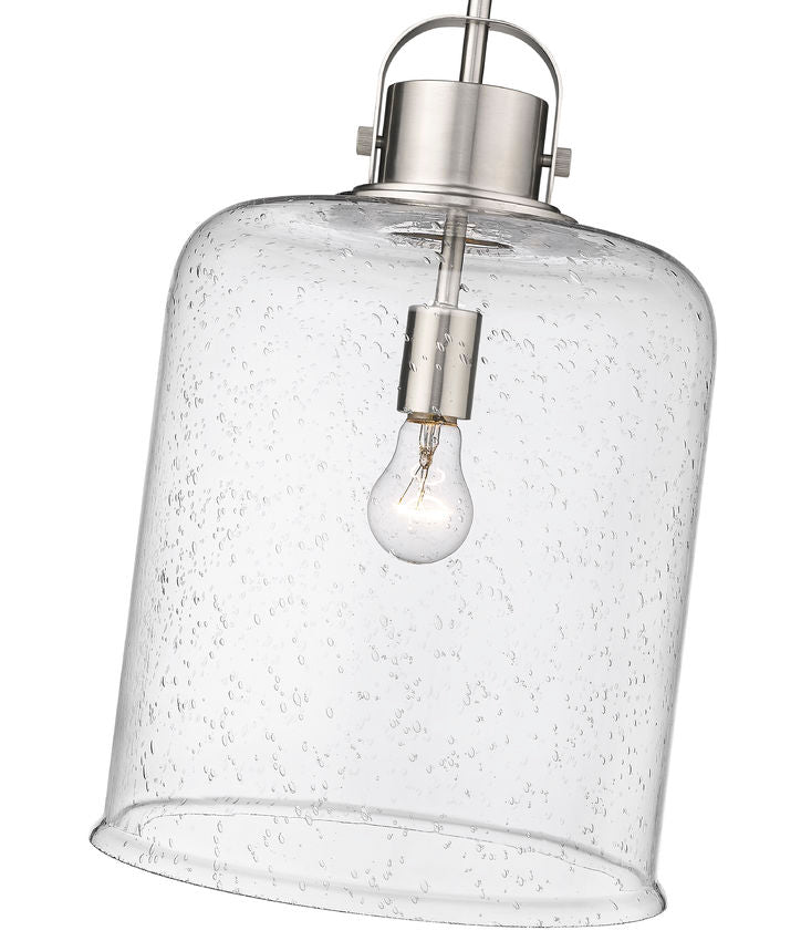 Z-Lite Kinsley 12" 1-Light Brushed Nickel Pendant Light With Clear Seeded Glass Shade