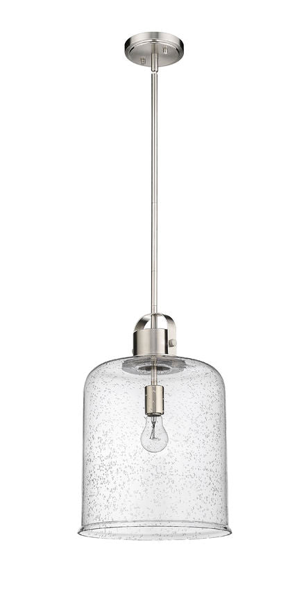 Z-Lite Kinsley 12" 1-Light Brushed Nickel Pendant Light With Clear Seeded Glass Shade