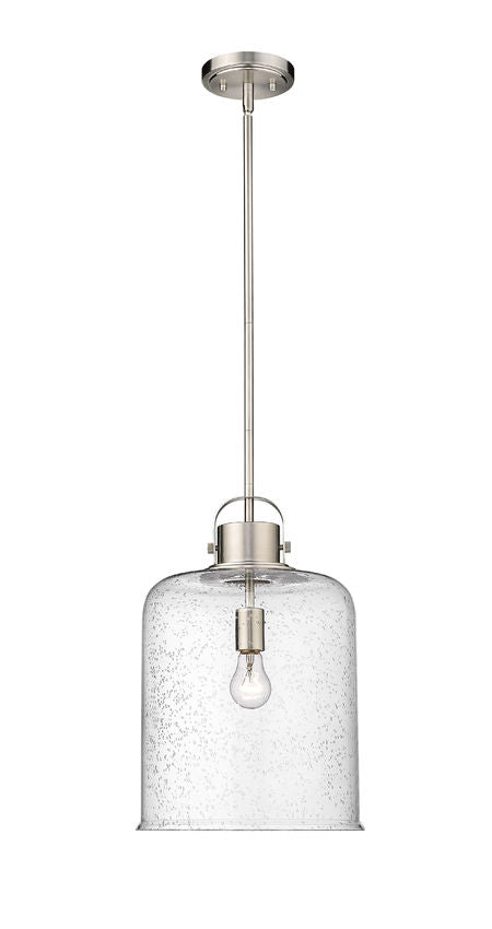 Z-Lite Kinsley 12" 1-Light Brushed Nickel Pendant Light With Clear Seeded Glass Shade