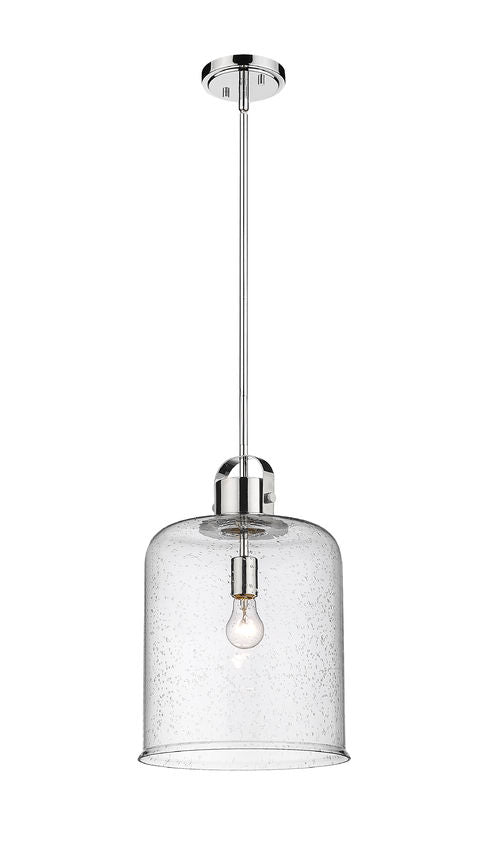 Z-Lite Kinsley 12" 1-Light Chrome Pendant Light With Clear Seeded Glass Shade