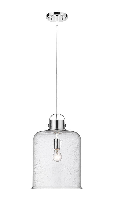 Z-Lite Kinsley 12" 1-Light Chrome Pendant Light With Clear Seeded Glass Shade