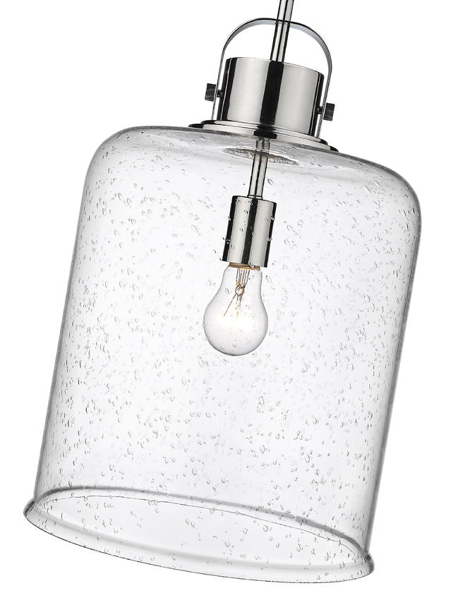 Z-Lite Kinsley 12" 1-Light Chrome Pendant Light With Clear Seeded Glass Shade