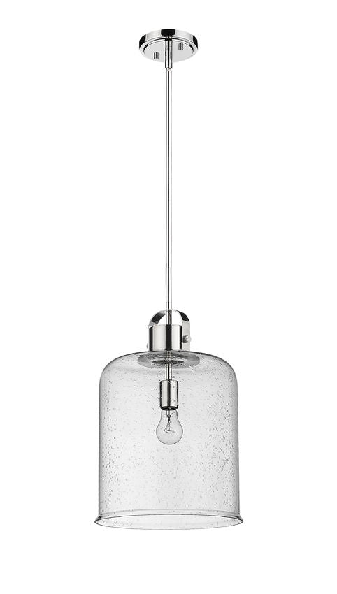 Z-Lite Kinsley 12" 1-Light Chrome Pendant Light With Clear Seeded Glass Shade