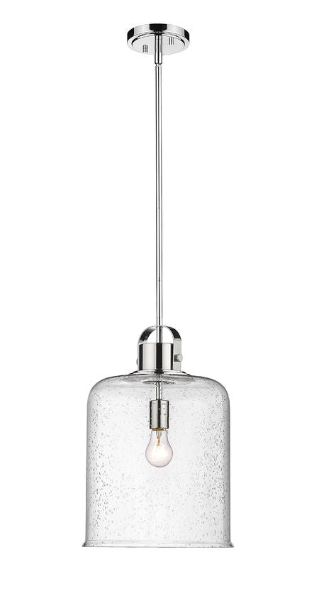 Z-Lite Kinsley 12" 1-Light Chrome Pendant Light With Clear Seeded Glass Shade