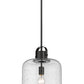 Z-Lite Kinsley 12" 1-Light Matte Black Pendant Light With Clear Seeded Glass Shade