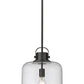 Z-Lite Kinsley 12" 1-Light Matte Black Pendant Light With Clear Seeded Glass Shade