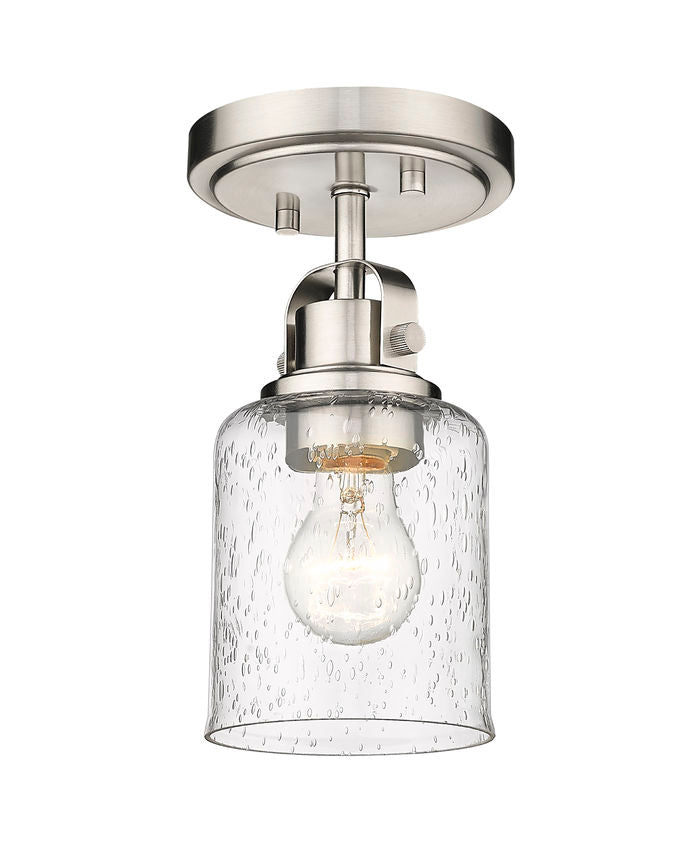 Z-Lite Kinsley 6" 1-Light Brushed Nickel Flush Mount Lighting With Clear Seeded Glass Shade