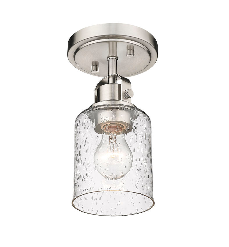 Z-Lite Kinsley 6" 1-Light Brushed Nickel Flush Mount Lighting With Clear Seeded Glass Shade