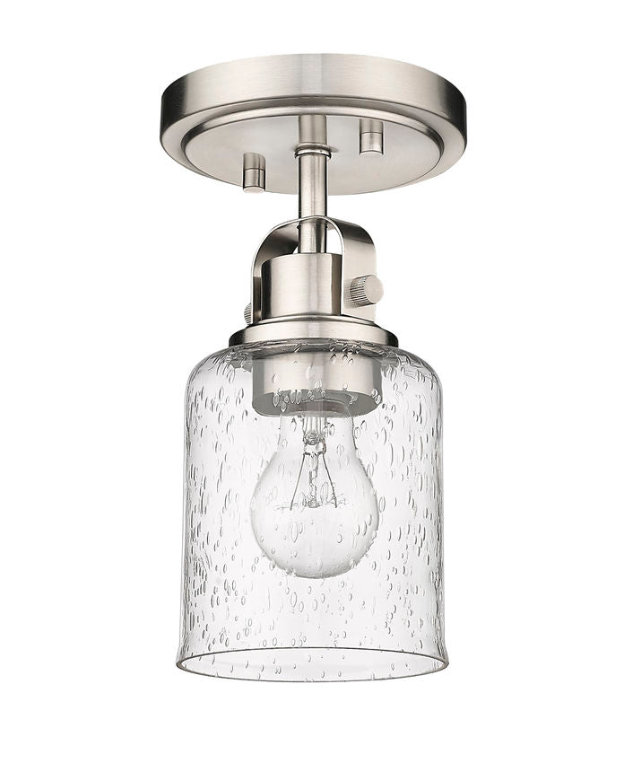 Z-Lite Kinsley 6" 1-Light Brushed Nickel Flush Mount Lighting With Clear Seeded Glass Shade