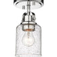 Z-Lite Kinsley 6" 1-Light Chrome Flush Mount Lighting With Clear Seeded Glass Shade