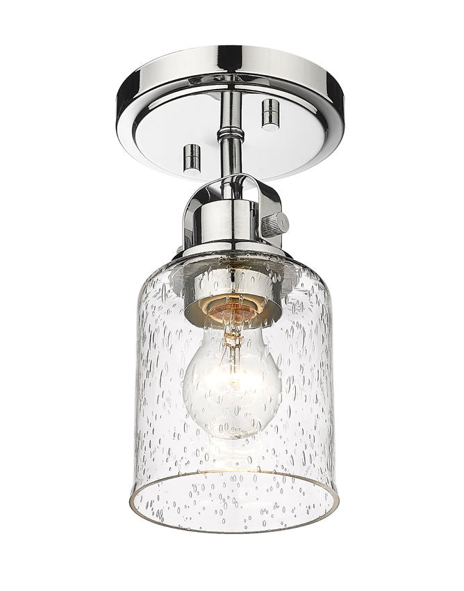 Z-Lite Kinsley 6" 1-Light Chrome Flush Mount Lighting With Clear Seeded Glass Shade