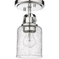 Z-Lite Kinsley 6" 1-Light Chrome Flush Mount Lighting With Clear Seeded Glass Shade