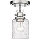 Z-Lite Kinsley 6" 1-Light Chrome Flush Mount Lighting With Clear Seeded Glass Shade