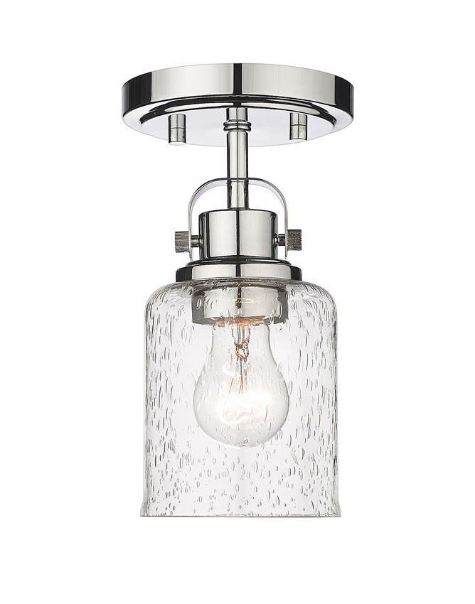 Z-Lite Kinsley 6" 1-Light Chrome Flush Mount Lighting With Clear Seeded Glass Shade