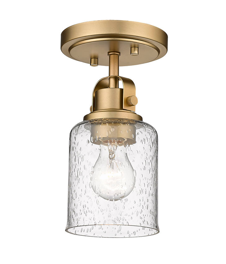 Z-Lite Kinsley 6" 1-Light Heirloom Gold Flush Mount Lighting With Clear Seeded Glass Shade