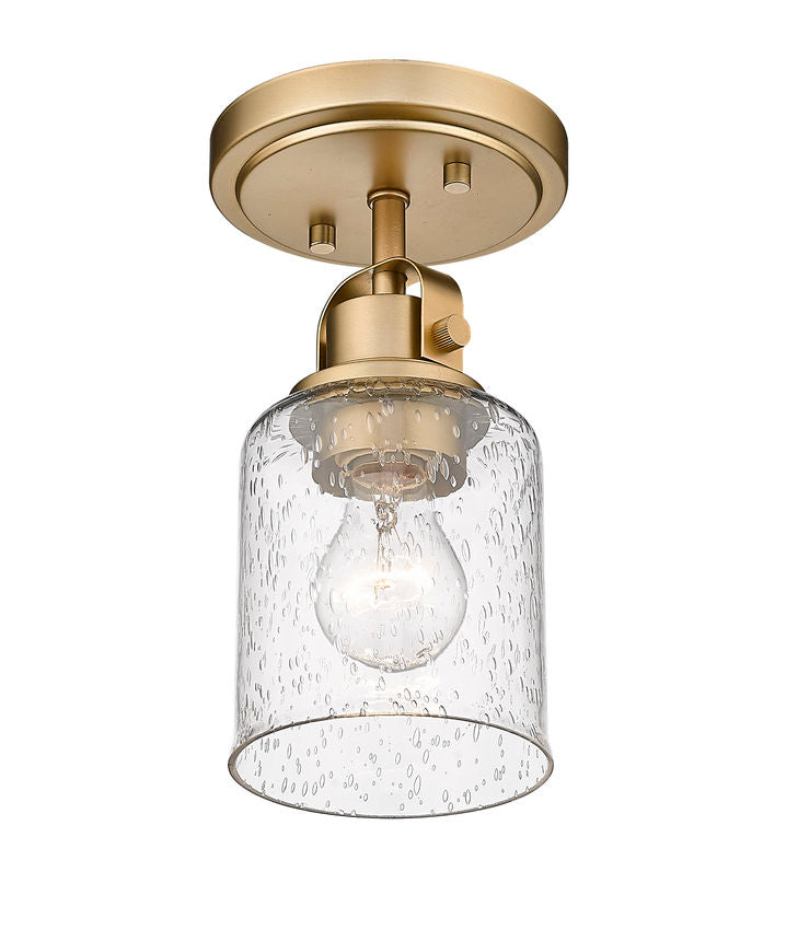 Z-Lite Kinsley 6" 1-Light Heirloom Gold Flush Mount Lighting With Clear Seeded Glass Shade