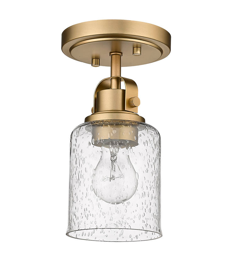 Z-Lite Kinsley 6" 1-Light Heirloom Gold Flush Mount Lighting With Clear Seeded Glass Shade