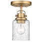 Z-Lite Kinsley 6" 1-Light Heirloom Gold Flush Mount Lighting With Clear Seeded Glass Shade