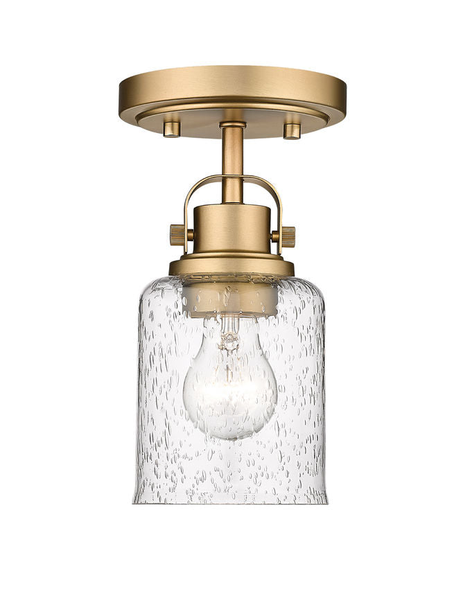 Z-Lite Kinsley 6" 1-Light Heirloom Gold Flush Mount Lighting With Clear Seeded Glass Shade