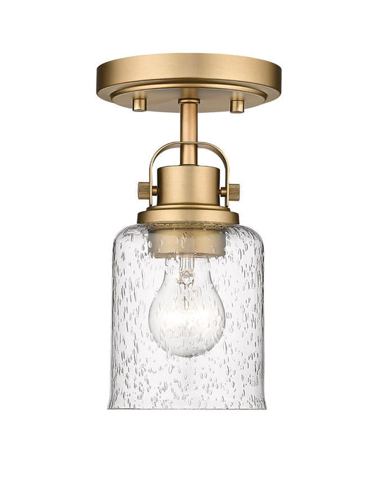 Z-Lite Kinsley 6" 1-Light Heirloom Gold Flush Mount Lighting With Clear Seeded Glass Shade