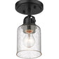 Z-Lite Kinsley 6" 1-Light Matte Black Flush Mount Lighting With Clear Seeded Glass Shade