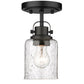 Z-Lite Kinsley 6" 1-Light Matte Black Flush Mount Lighting With Clear Seeded Glass Shade