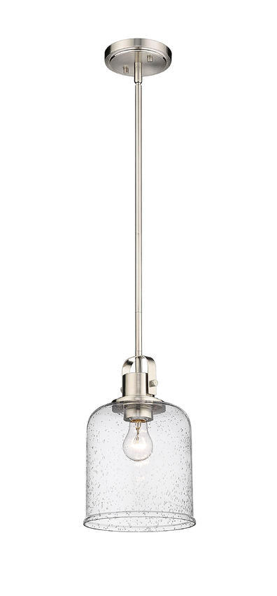 Z-Lite Kinsley 8" 1-Light Brushed Nickel Pendant Light With Clear Seeded Glass Shade