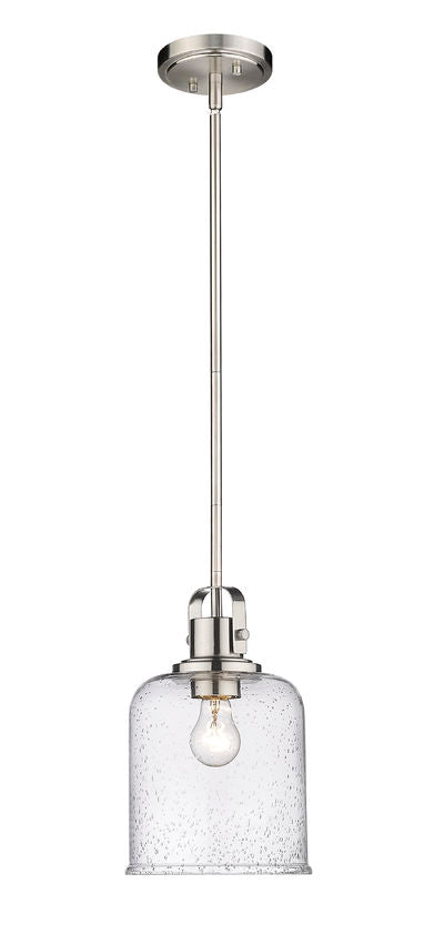 Z-Lite Kinsley 8" 1-Light Brushed Nickel Pendant Light With Clear Seeded Glass Shade
