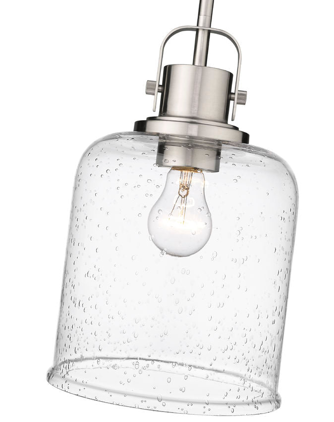 Z-Lite Kinsley 8" 1-Light Brushed Nickel Pendant Light With Clear Seeded Glass Shade