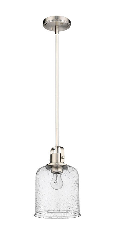 Z-Lite Kinsley 8" 1-Light Brushed Nickel Pendant Light With Clear Seeded Glass Shade