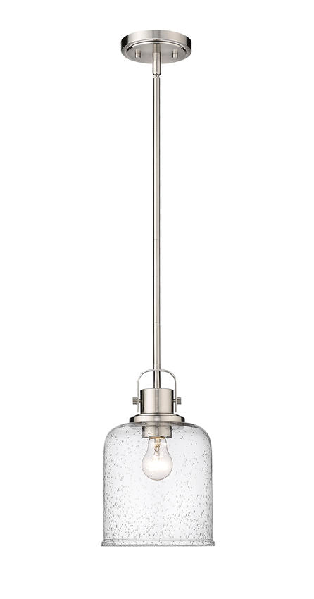 Z-Lite Kinsley 8" 1-Light Brushed Nickel Pendant Light With Clear Seeded Glass Shade