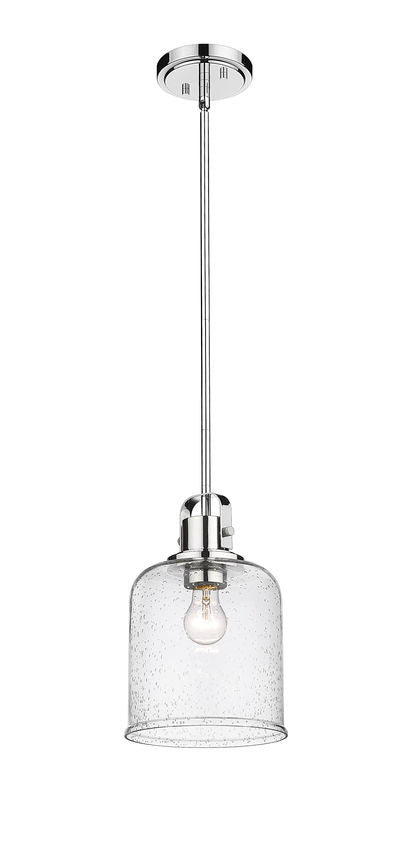 Z-Lite Kinsley 8" 1-Light Chrome Pendant Light With Clear Seeded Glass Shade