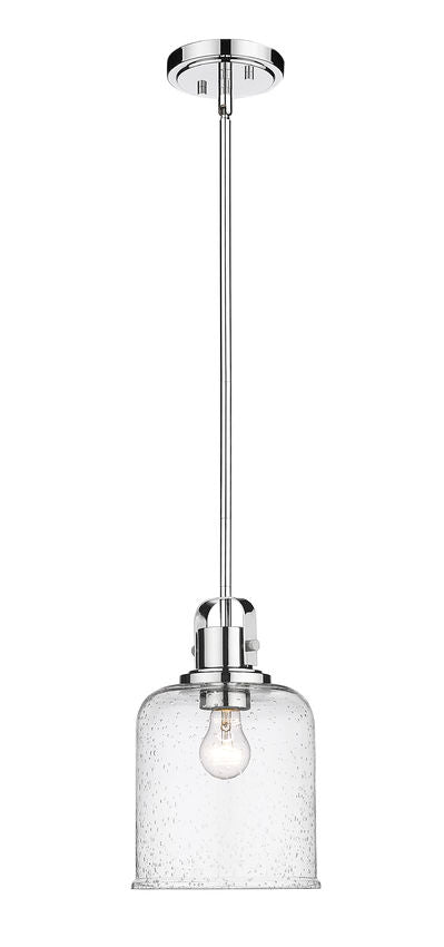 Z-Lite Kinsley 8" 1-Light Chrome Pendant Light With Clear Seeded Glass Shade