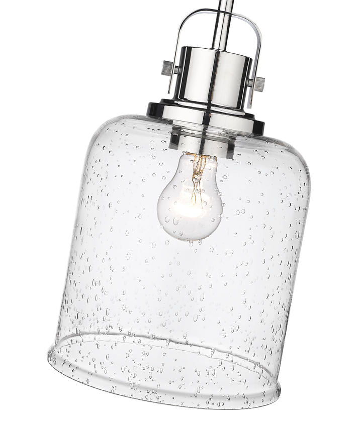 Z-Lite Kinsley 8" 1-Light Chrome Pendant Light With Clear Seeded Glass Shade