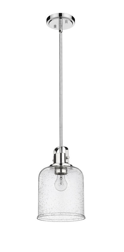 Z-Lite Kinsley 8" 1-Light Chrome Pendant Light With Clear Seeded Glass Shade