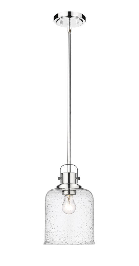 Z-Lite Kinsley 8" 1-Light Chrome Pendant Light With Clear Seeded Glass Shade