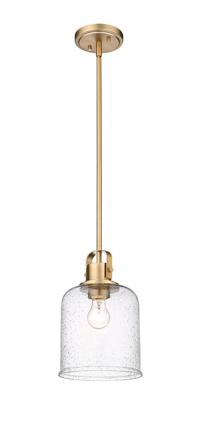Z-Lite Kinsley 8" 1-Light Heirloom Gold Pendant Light With Clear Seeded Glass Shade